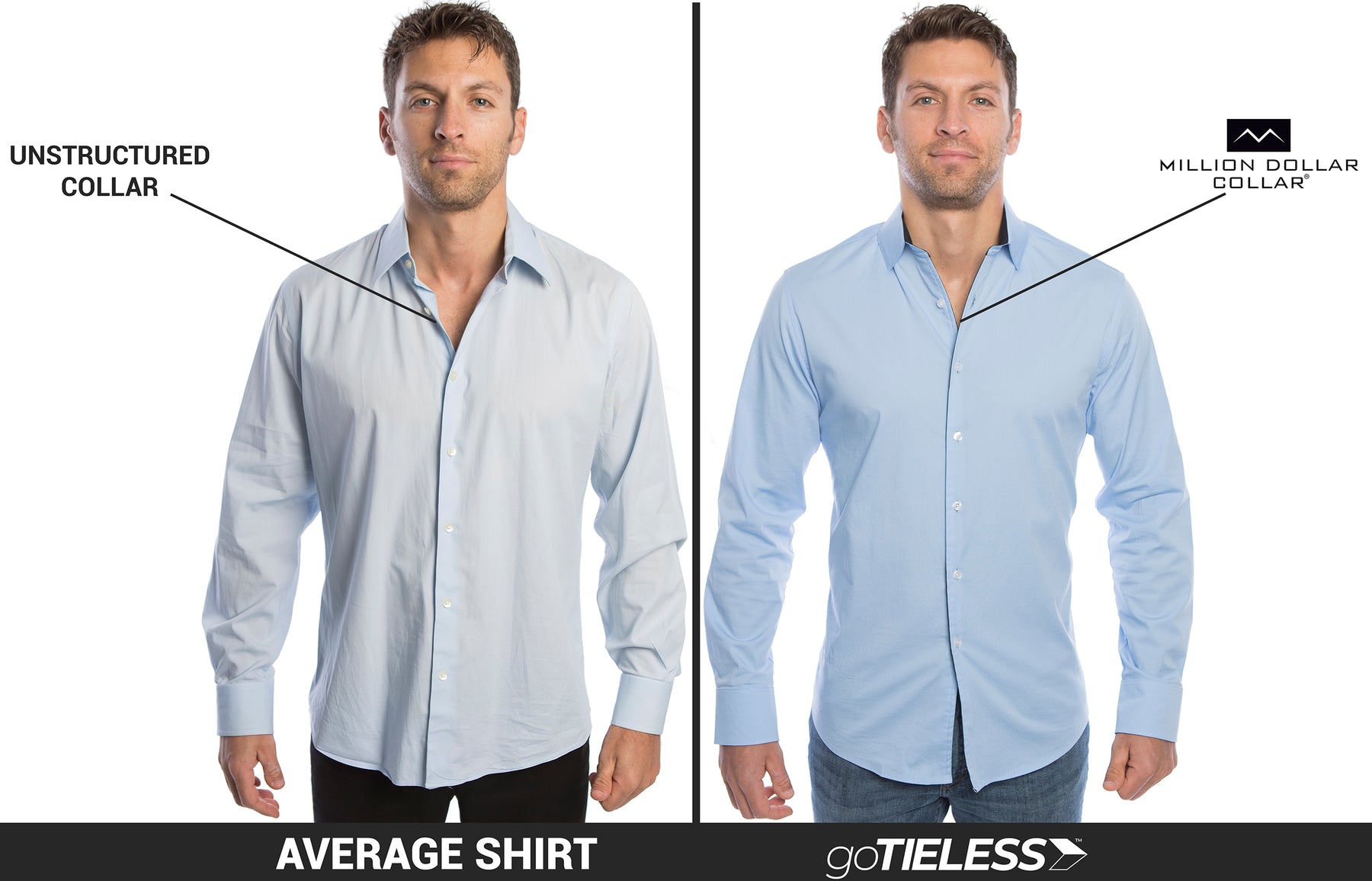 goTIELESS - The World's ONLY shirt with a collar that won't collapse