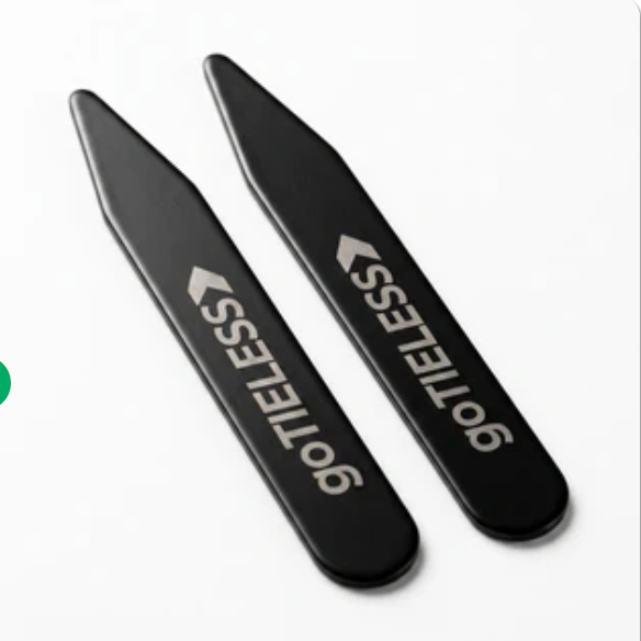 goTIELESS Branded Collar Stays - Black Metal