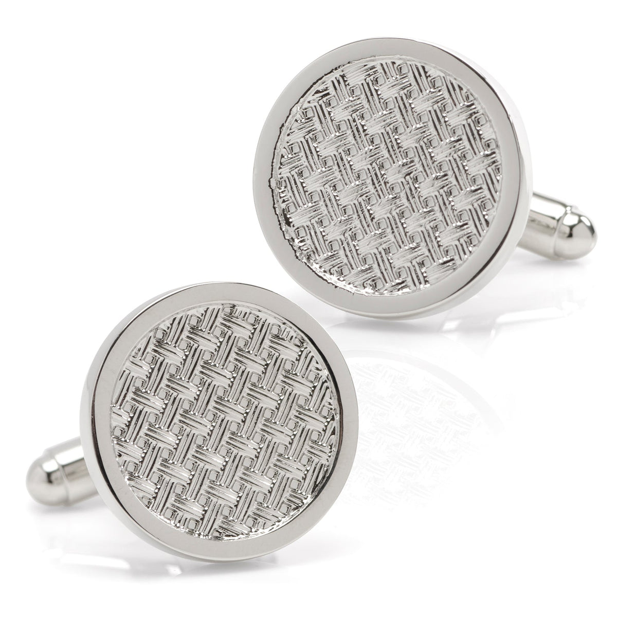 Woven Metal Silver Cufflinks