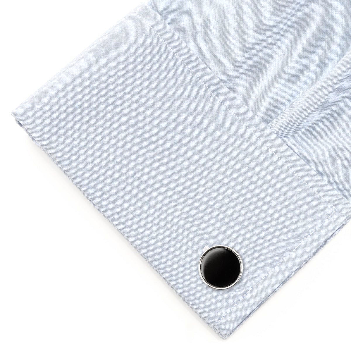 Round Silver Cufflink with Onyx Inlay