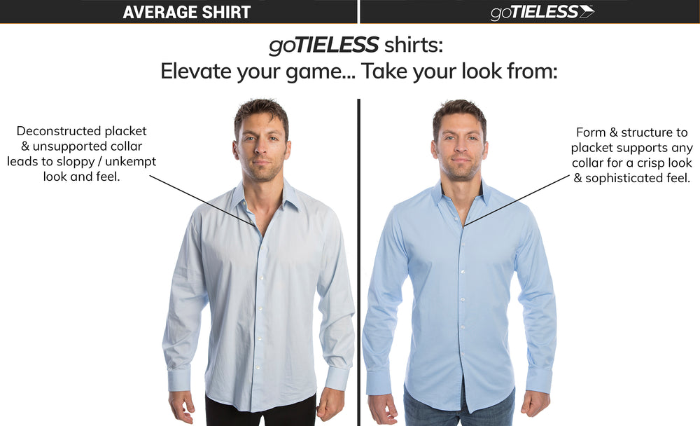 goTIELESS - The World's ONLY shirt with a collar that won't collapse