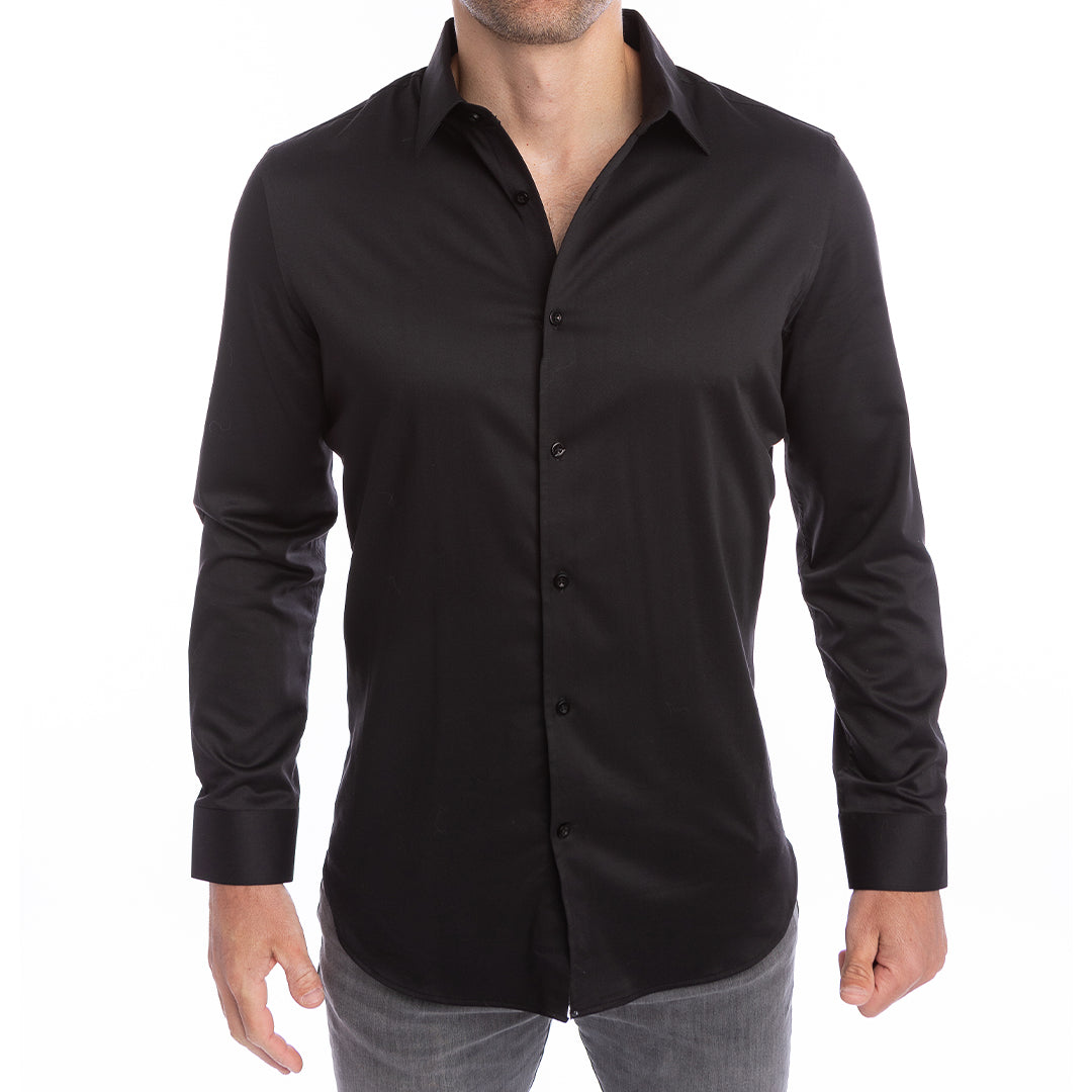 The best black shirt for going out stays sharp without starch, perfect for date nights or events.