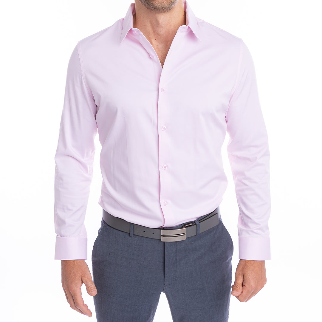Best light pink shirt for men dressy casual, polished, no starch or tie required.