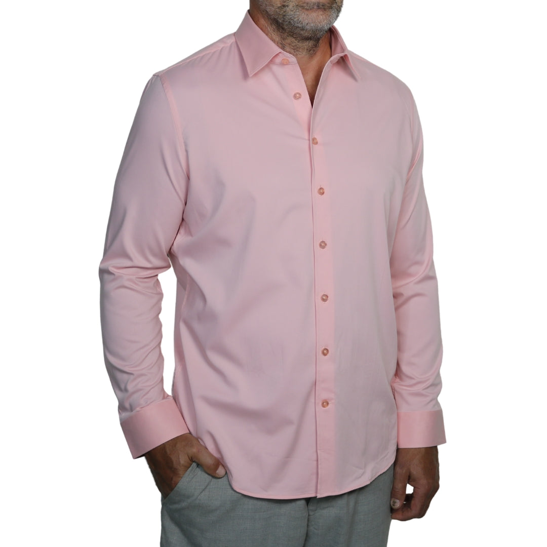 Coral dress shirt for men, perfect for summer weddings or sunset celebrations by goTIELESS
