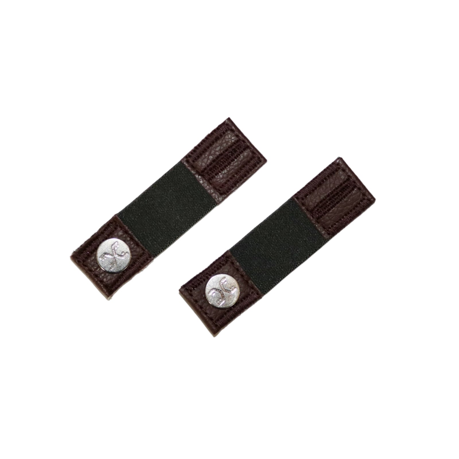 FLXCUF® Charcoal elastic sleeve cuff bands with premium leather details and metal accents