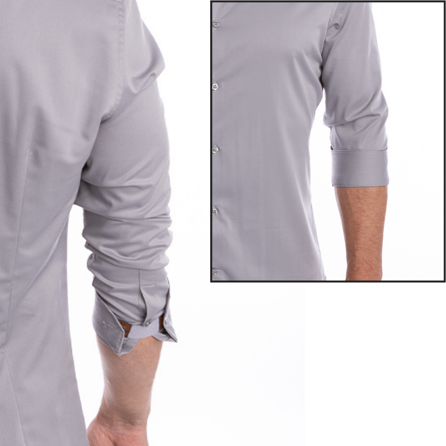 Flex Cuffs FLXCUF® sleeve holder band with leather trim and stretch elastic, designed to keep shirt sleeves rolled up securely.