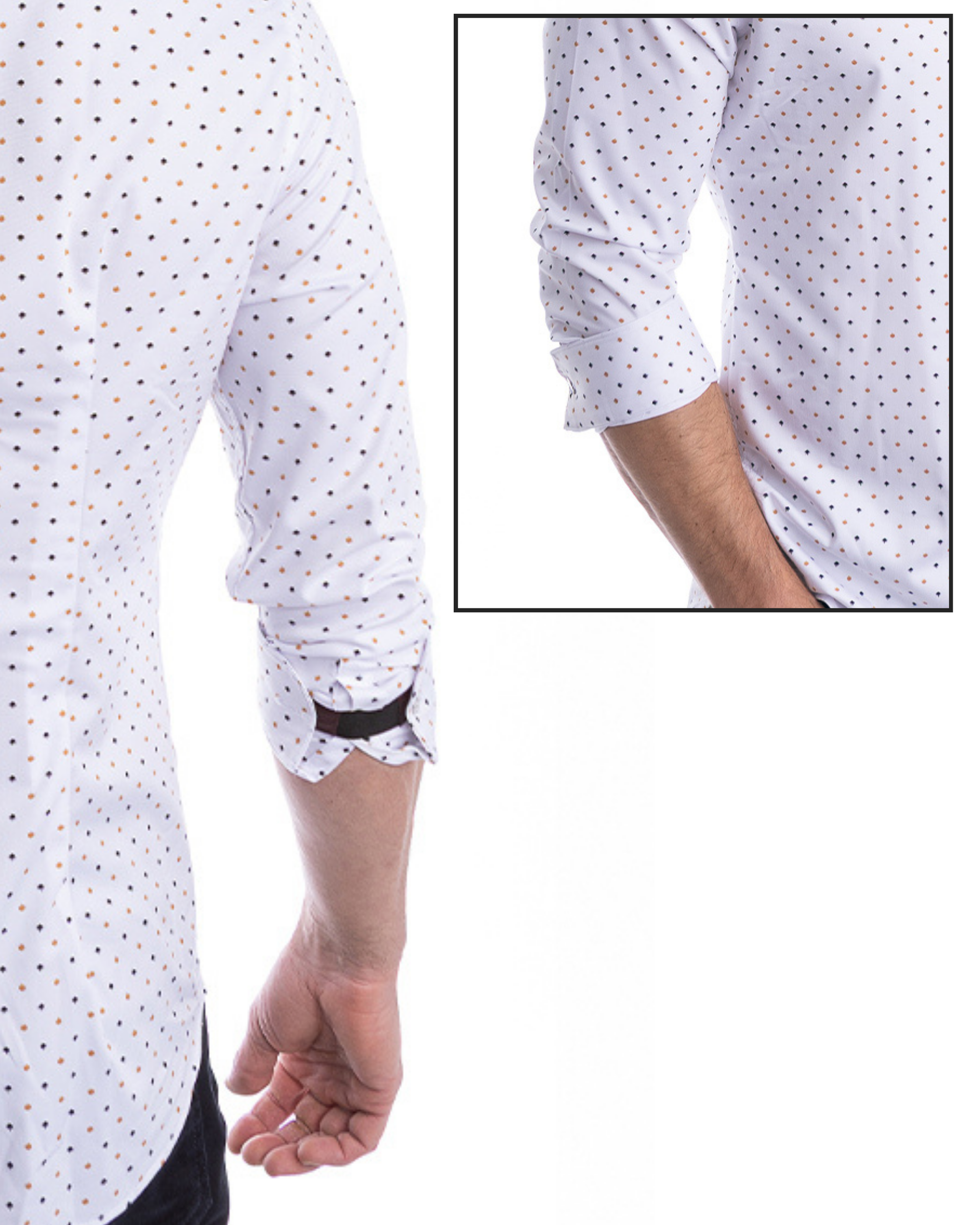 FLXCUF® sleeve cuff band holding sleeves in sophisticated, elegant rolled style