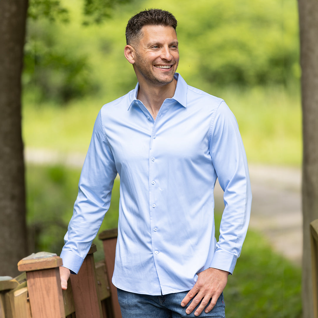 Light blue business shirt deals