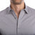 Light grey men’s shirt with wrinkle resistance and collar support zero flop, zero starch.