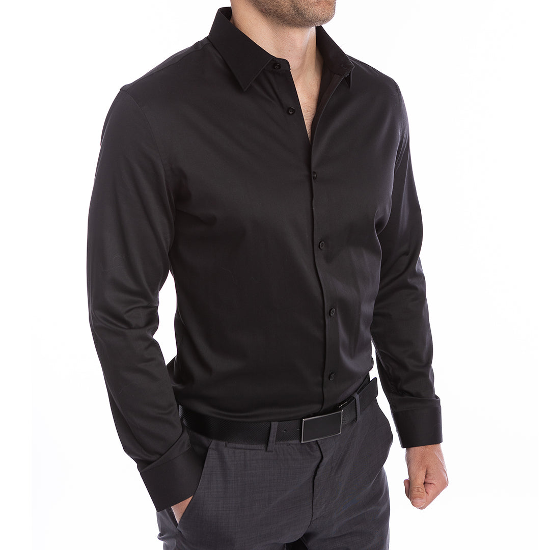 The best black shirt for going out stays sharp without starch, perfect for date nights or events.