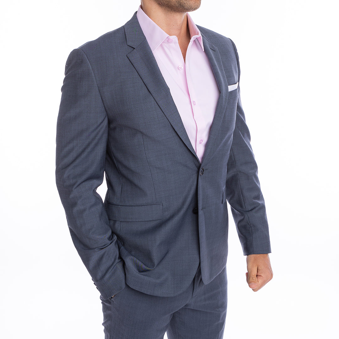 Light pink shirt styled for date night open collar with permanent support for confident style.