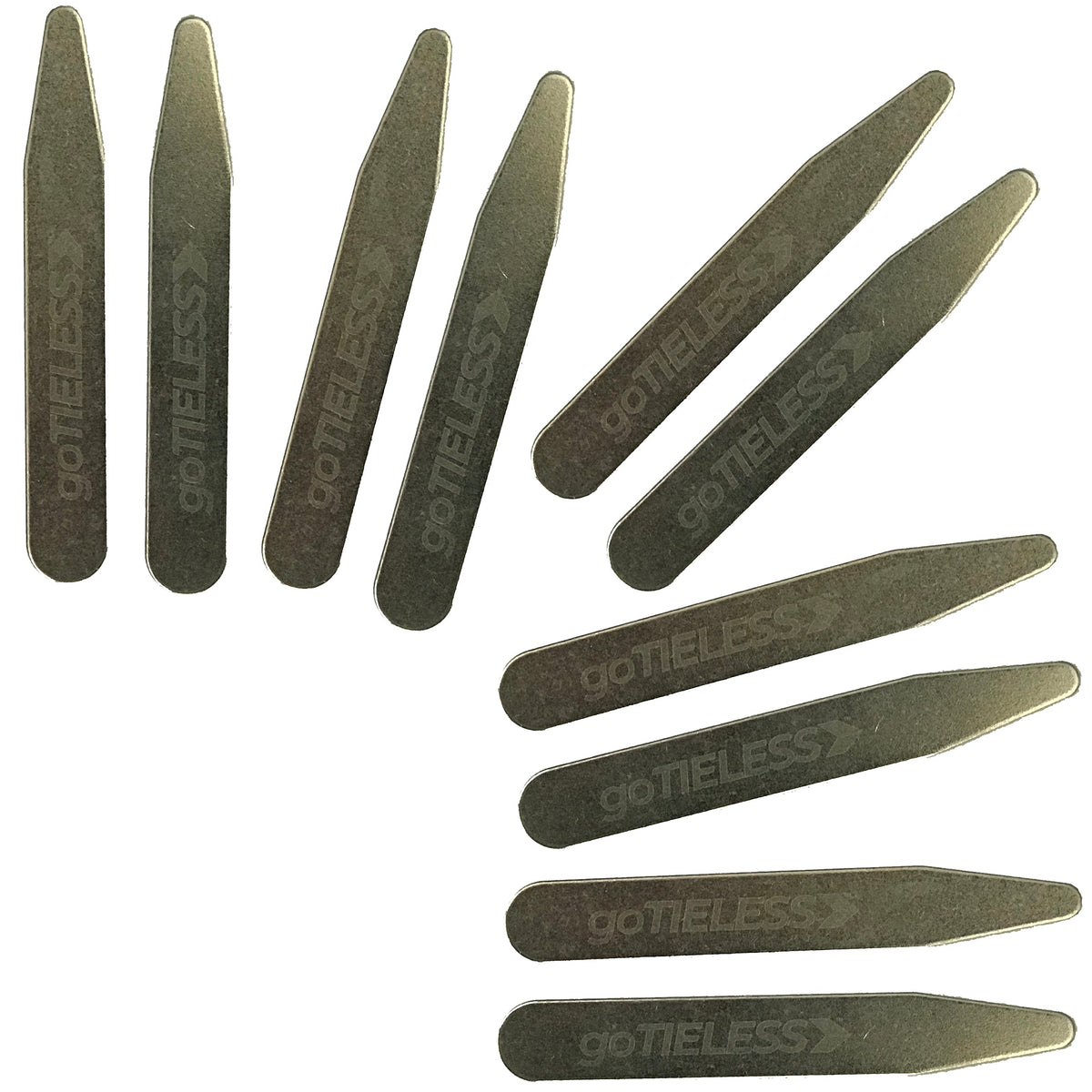 Reusable stainless steel collar stays by goTIELESS precision-cut and designed to keep your collar structured without starch or folding.