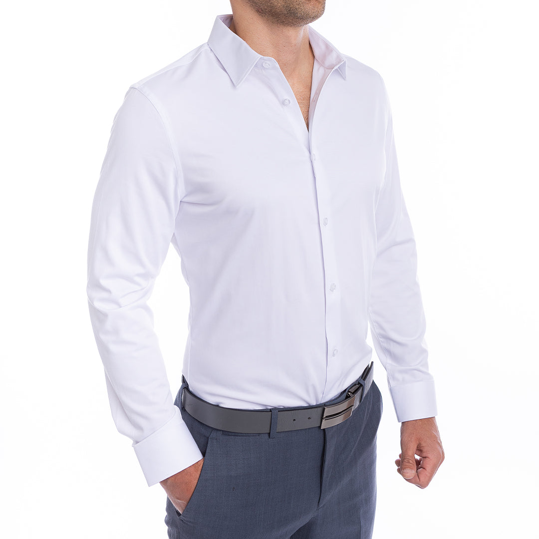mens white collar dress shirt The Essential Solid 17.5 (32/33) / Classic Cuffs / White dress clothes Limited Edition Extreme Cutaway Collar