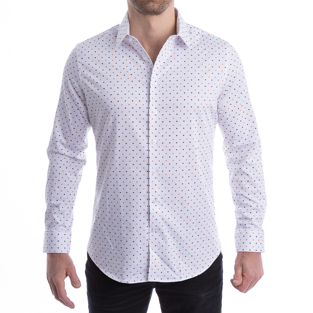 palm dress shirt Short Sleeve Palm Print Shirt in Snow White